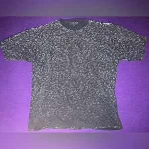 Circa Footwear Skateboard Skater T Tee Shirt L Large Black Paisley Pattern